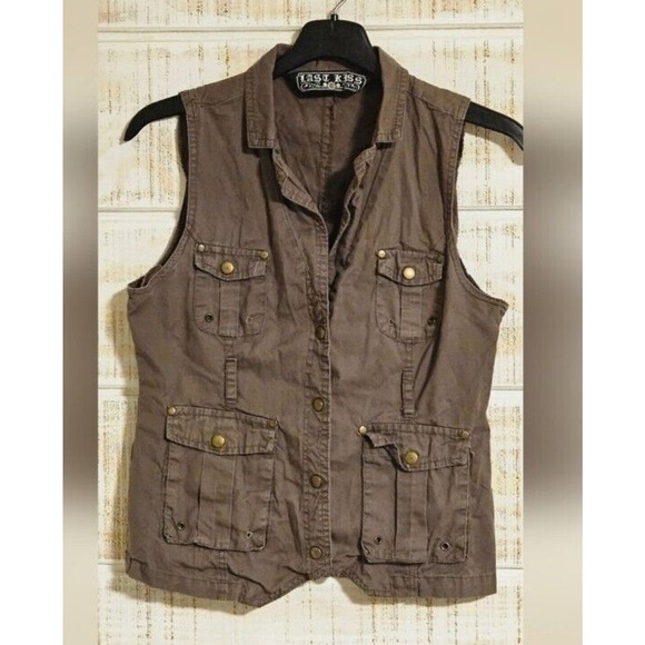 Last Kiss Khaki Y2K sz L Cargo Vest‎ - Picture 13 of 14